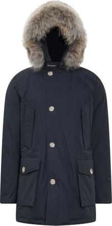 Woolrich Dark Blue Solid Hood Jackets