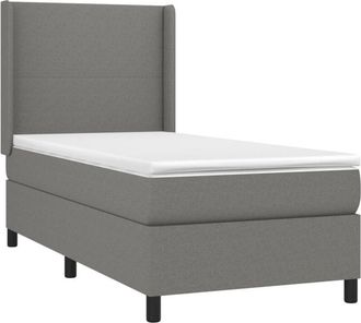 vidaXL Cama Box Spring Con Colch&oacute;n Tela Gris Oscuro 90x190 Cm Vidaxl