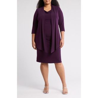 Connected Knit Mock Jacket Dress in Aubergine at Nordstrom Rack, Size 22W