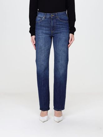 Dondup Jeans straight fit a vita media in denim di cotone con 5 tasche