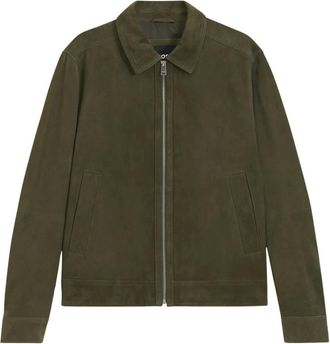 HUGO BOSS Jassen, Heren, Groen, M, Leer, Leren Jas