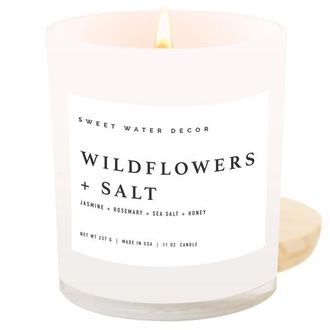 Sweet Water Decor 11oz White Jar Candle - Spa Scents in Wildflowers And Salt at Nordstrom