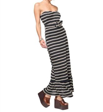 BTB Los Angeles Lilo Knit Dress In Black Cream Stripe
