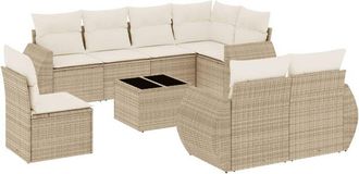vidaXL Set De Sof&aacute;s De Jard&iacute;n 9 Pzas Con Cojines Rat&aacute;n Sint&eacute;tico Beige Vidaxl
