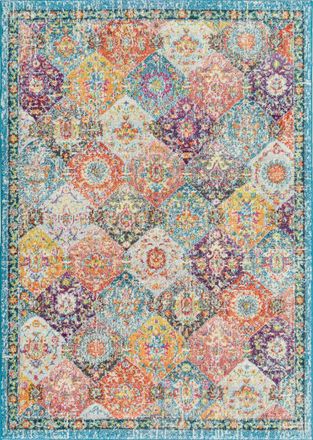 Nazar Rugs Alfombra de sal&oacute;n vintage - pelo corto y suave multicolor 120x170