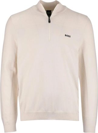 HUGO BOSS Truien & Vesten, Heren, Beige, M, Wol, Momentum-X Half Zip Sweater