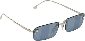 Fendi Accessoires, Heren, Grijs, ONE Size, Rimless Rechthoekige Zonnebril Metalen Frame