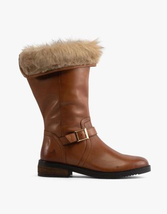 Hush Puppies Womens Hush Puppies BONNIE Womens Leather Mid Height Boots Tan - Brown - Size: 4