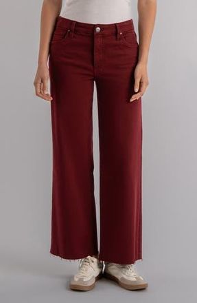 Kut from the Kloth Meg Fab Ab Raw Hem High Waist Ankle Wide Leg Jeans in Maroon at Nordstrom Rack, Size 10P