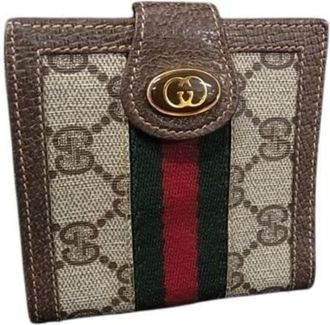 Gucci Brown Leather Gg Supreme Wallet (Bi-Fold) (Pre-Owned)