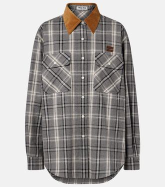Miu Miu Camicia in flanella di cotone con velluto a coste