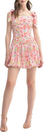 All in Favor Floral Bubble Minidress in Pink Multi at Nordstrom, Size X-Large