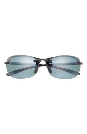 Maui Jim 64mm Polarized Bi-Gradient Wrap Sunglasses in Black Black Grey at Nordstrom Rack