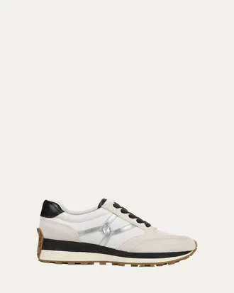 Veronica Beard Valentina Mixed Leather Retro Sneakers