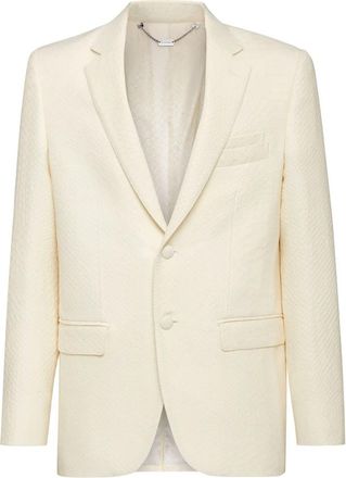 Billionaire Boys Club Jaquard Blazer met krokodillen-effect - Heren - Blazers - Wit - L - Leer - Jassen