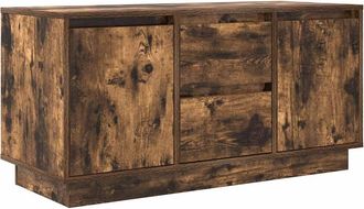 Berkfield Home TV Cabinet with LED Lights Smoked Oak 100x41x50 cm in Brown | Size: 100 x 41 x 50 cm