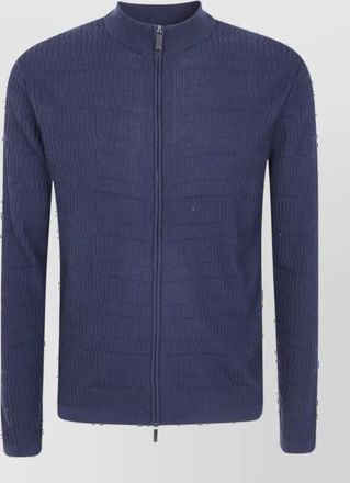 Emporio Armani ribbed virgin wool high neck zip jacket