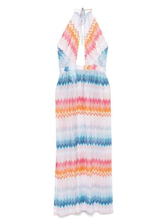 Missoni Lam&eacute; maxi-jurk met zigzag-patroon - Blauw