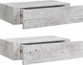 vidaXL Vidaxl - Estante De Pared Con Caj&oacute;n 2 Uds Mdf Gris Hormig&oacute;n 40x23,5x10cm