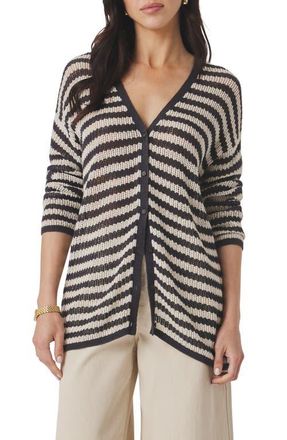 Splendid Yasmine Striped Cardigan in Lead Grey/Natural at Nordstrom, Size X-Large