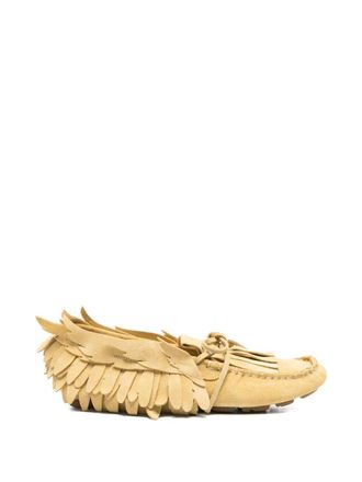 Alberta Ferretti Moccasin-Style Shoes with Layered Fringe and Bow Detail