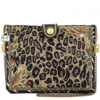 Mary Frances Womens Untamed Beaded Crossbody Handbag In Animal Print