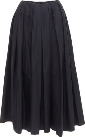 Khaite Cotton Pleated Tea Length Skirt