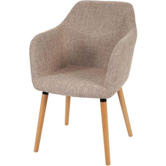 Hhg Non utilizzato] Serie Malmoe sedia sala da pranzo T381 legno massiccio, tessuto beige