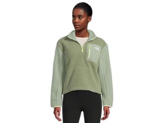 The North Face Yumiori 1/4 Zip Womens Coat Bark Mist/Slate Moss/Astro Lime : 2XL, Fleece/Polyester