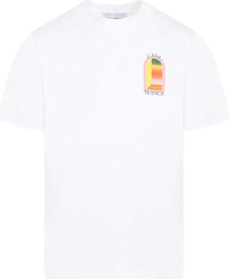 Casablanca Mens Casablanca Gradient Arch Design White T-Shirt - Size: 40