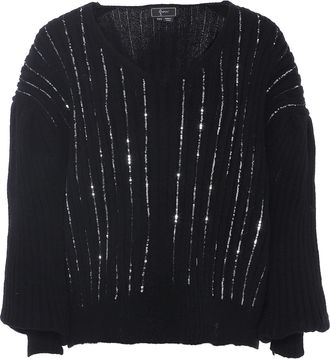 Faina Gebreide trui met pailletten Dames zwart