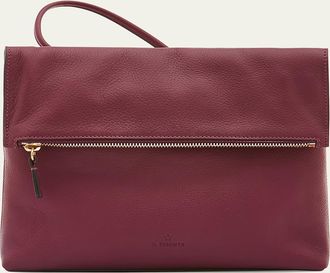 IL BISONTE Anna Fold-Over Flap Leather Crossbody Bag