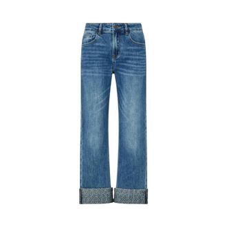 Liu Jo Jeans dritti con micro-strass e risvolto - - Jeans - Donna - Blu - W27