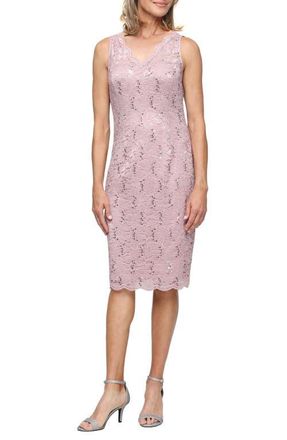 S.L. Fashions Lace Jacket and Sheath Dress Set in Blush at Nordstrom, Size 10P