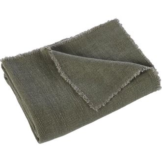RENWIL Vernier Linen Throw Blanket in Olive at Nordstrom