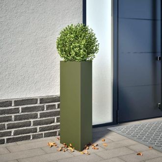 vidaXL Vidaxl - Garden Planters 2 pcs Olive Green Triangular 30x26x75 cm Steel