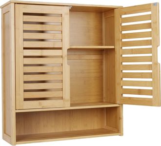 OEM Armario De Ba&ntilde;o Mural, Bamb&uacute; Natural, Almacenamiento Multifuncional