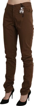 Ermanno Scervino Brown High Waist Skinny Trouser Cotton Womens Pants