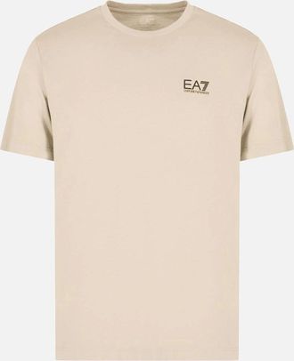 Emporio Armani Mens Cotton Basic Logo Beige T-Shirt - Cream - Size: 38
