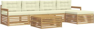 vidaXL Conjunto De Sof&aacute;s De Exterior 7 Uds. Blanco Y Crema Poli&eacute;ster Vidaxl
