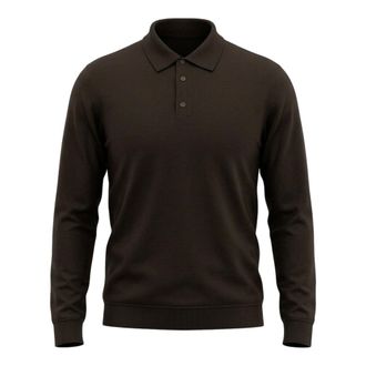 Roberto Collina Merino Poloshirt - Heren - Tops - Bruin - Maat: L Wol