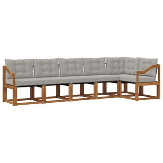 vidaXL Conjunto De Sof&aacute;s De Exterior 6 Pcs Gris Natural Y Claro Vidaxl