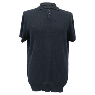 A.P.C. A. P.C. Knitted Polo Shirt in Navy Blue Viscose