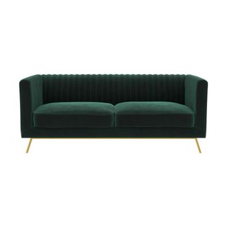 Rendez-Vous D&eacute;co Sof&aacute; de 2 plazas en terciopelo verde oscuro