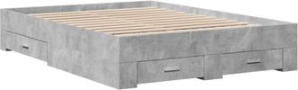vidaXL Bed Frame with Drawers without Mattress Concrete Grey 140x190 cm Vidaxl