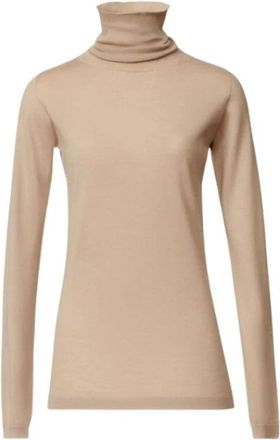 Fabiana Filippi Truien & Vesten, Dames, Beige, S, Kasjmier, Jersey Cuello Vuelto