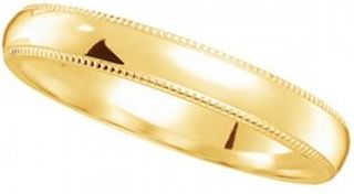 Allurez Milgrain Dome Comfort-Fit Thin Wedding Ring Band 14k Yellow Gold (2mm)