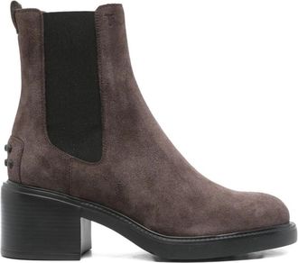 Tod's Bruine Su&egrave;de Elastische Laarzen - Dames - Laarzen met Hak - Bruin - 38 EU - Su&egrave;de - Schoenen