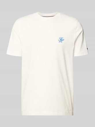 Tommy Hilfiger Regular Fit T-Shirt aus reiner Baumwolle in Ecru, Gr&ouml;&szlig;e XXL