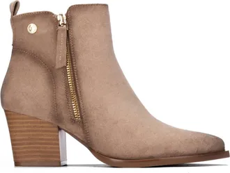 Xti Womens Block Heel Suede Ankle Booties In Beige